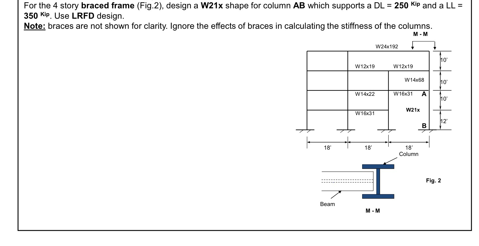 For the 4 story braced frame ( Fig . 2 ) , design