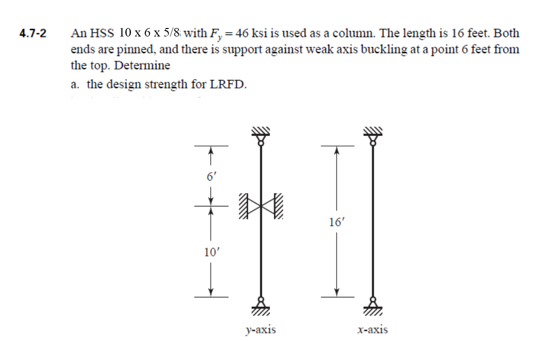 4 . 7 - 2 An HSS 1 0 6 5 8 with F y = 4 6 ksi is