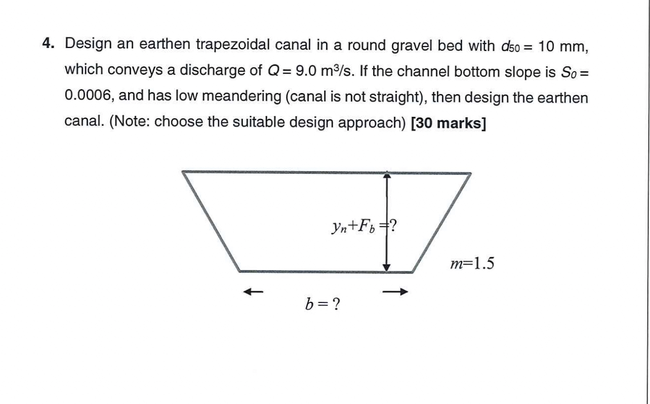 Design an earthen trapezoidal canal in a round