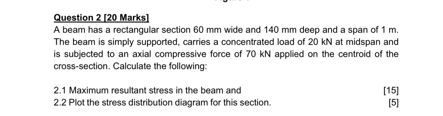 Question 2 [ 2 0 Marks ] A beam has a rectangular