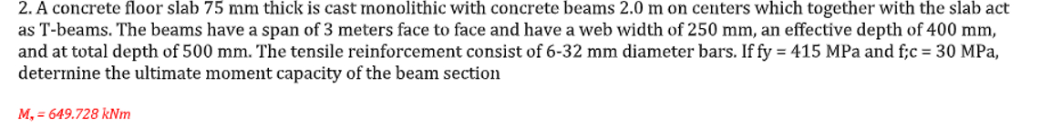 A concrete floor slab 7 5 m m thick is cast
