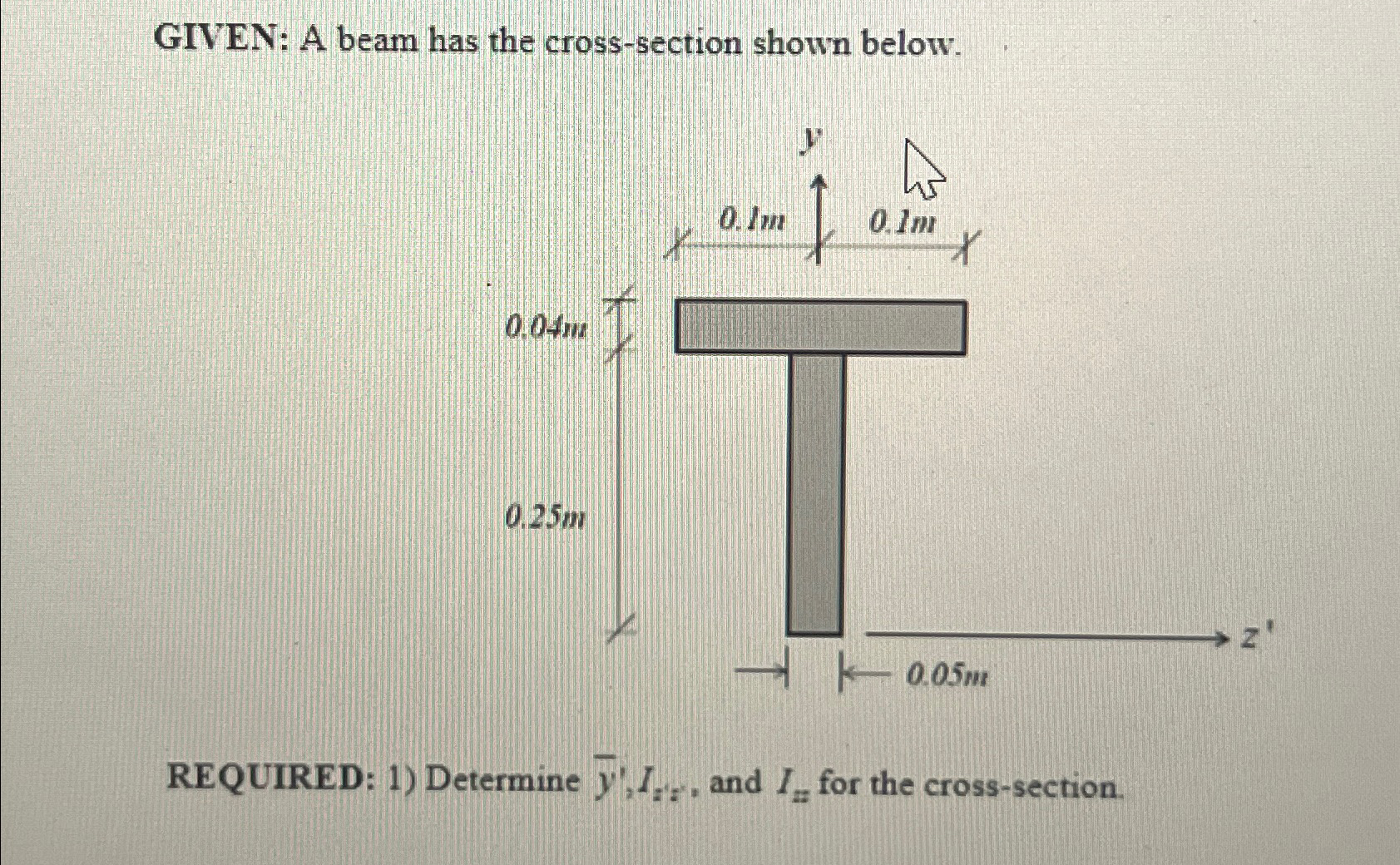 GIVEN: A beam has the cross - section shown