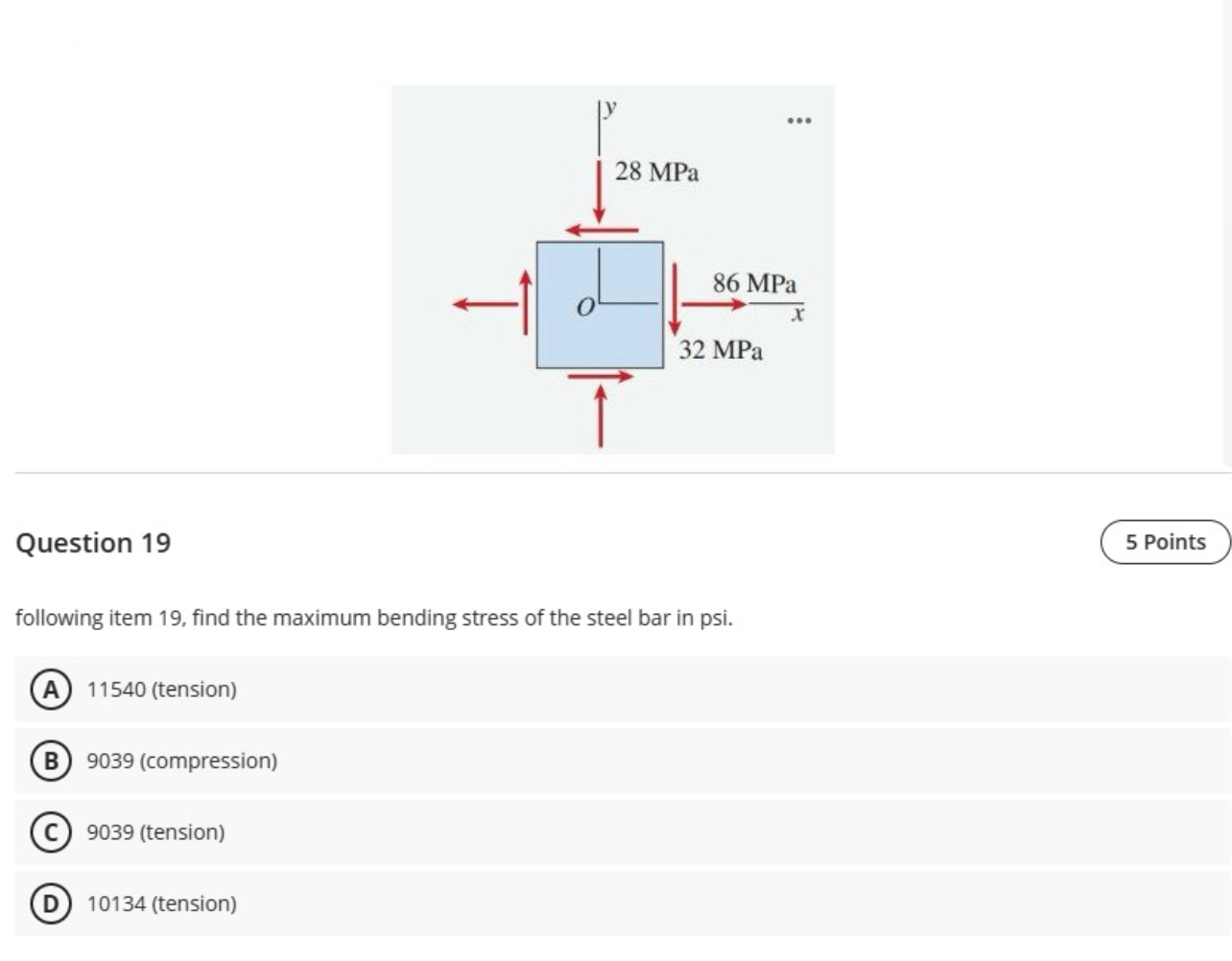 Question 1 9 following item 1 9 , find the