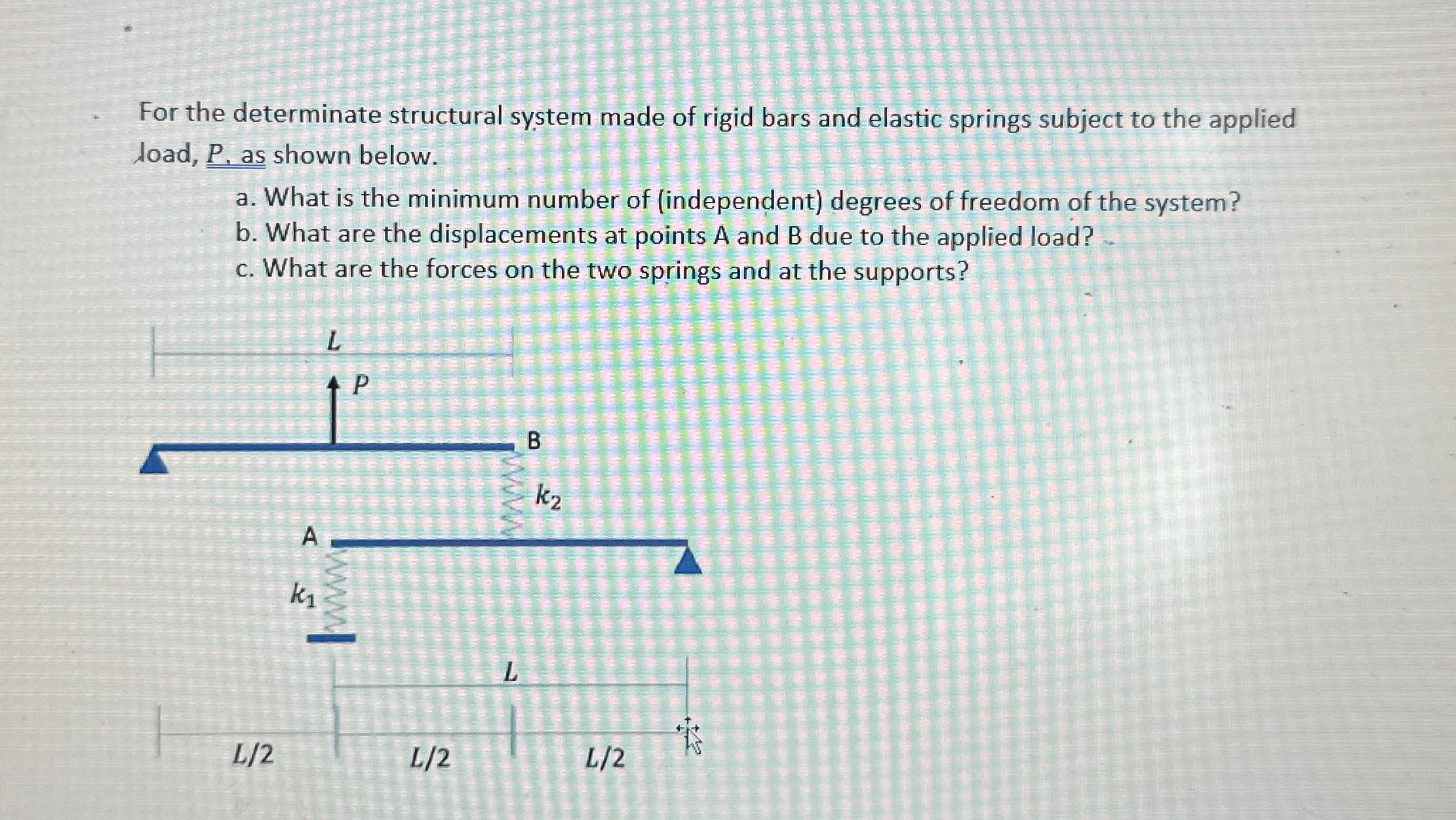 For the determinate structural system made of