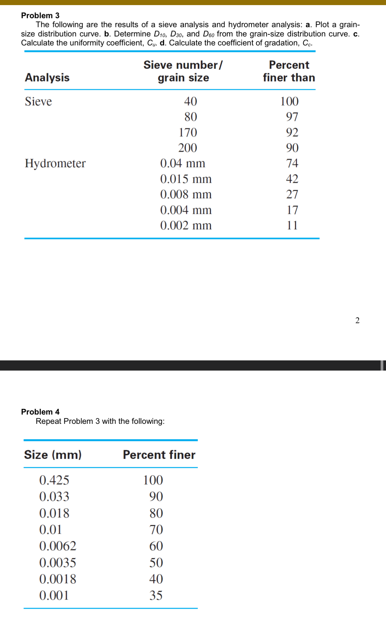 Problem 3 The following are the results of a
