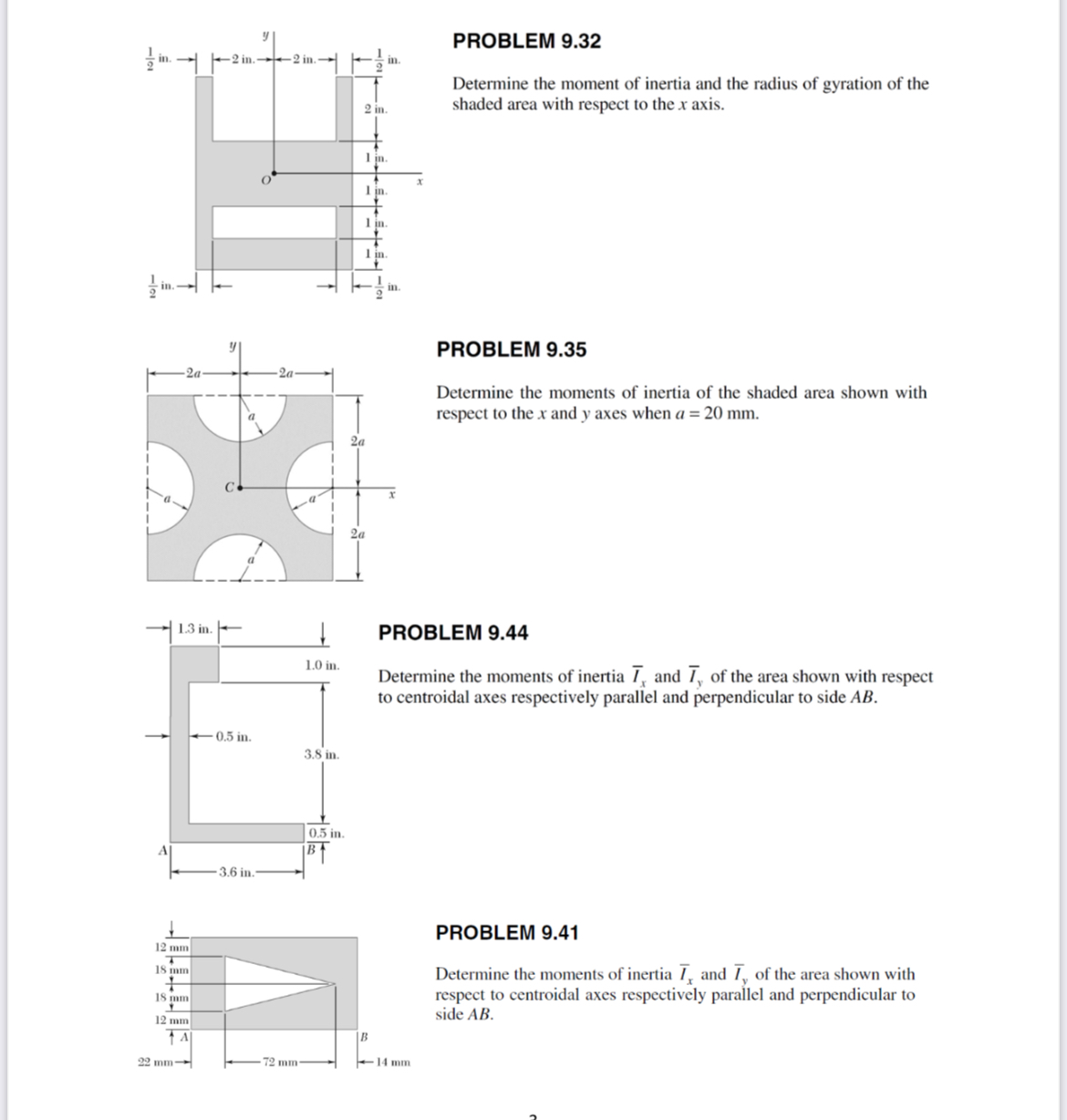 PROBLEM 9 . 3 2 Determine the moment of inertia