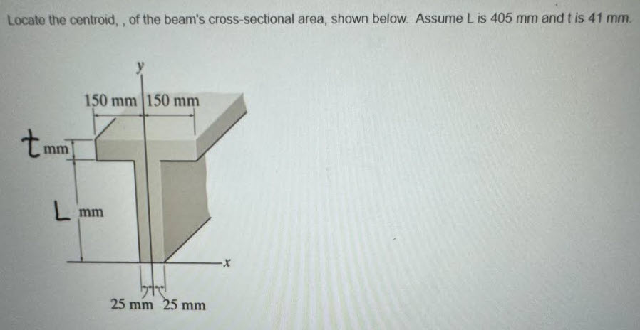 Locate the centroid, , of the beam's cross -