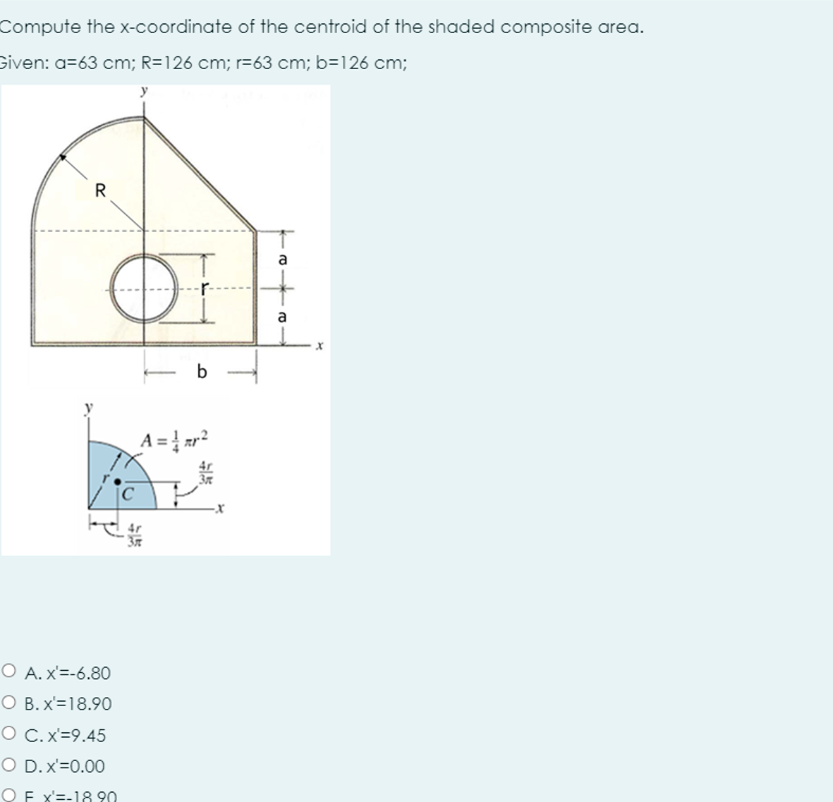 Compute the x - coordinate of the centroid of the