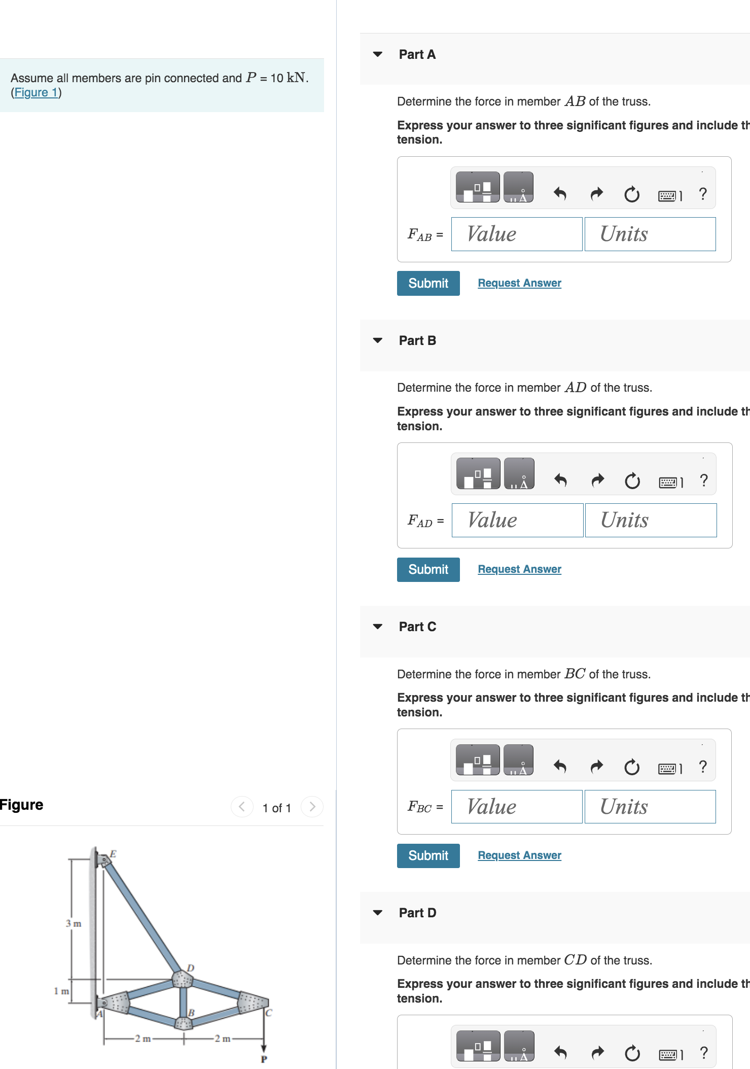 Part A Assume all members are pin connected and P