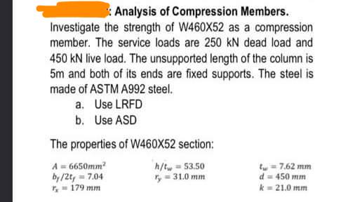 : Analysis of Compression Members. Investigate