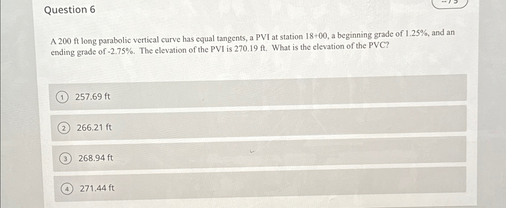 Question 6 A 2 0 0 f t long parabolic vertical