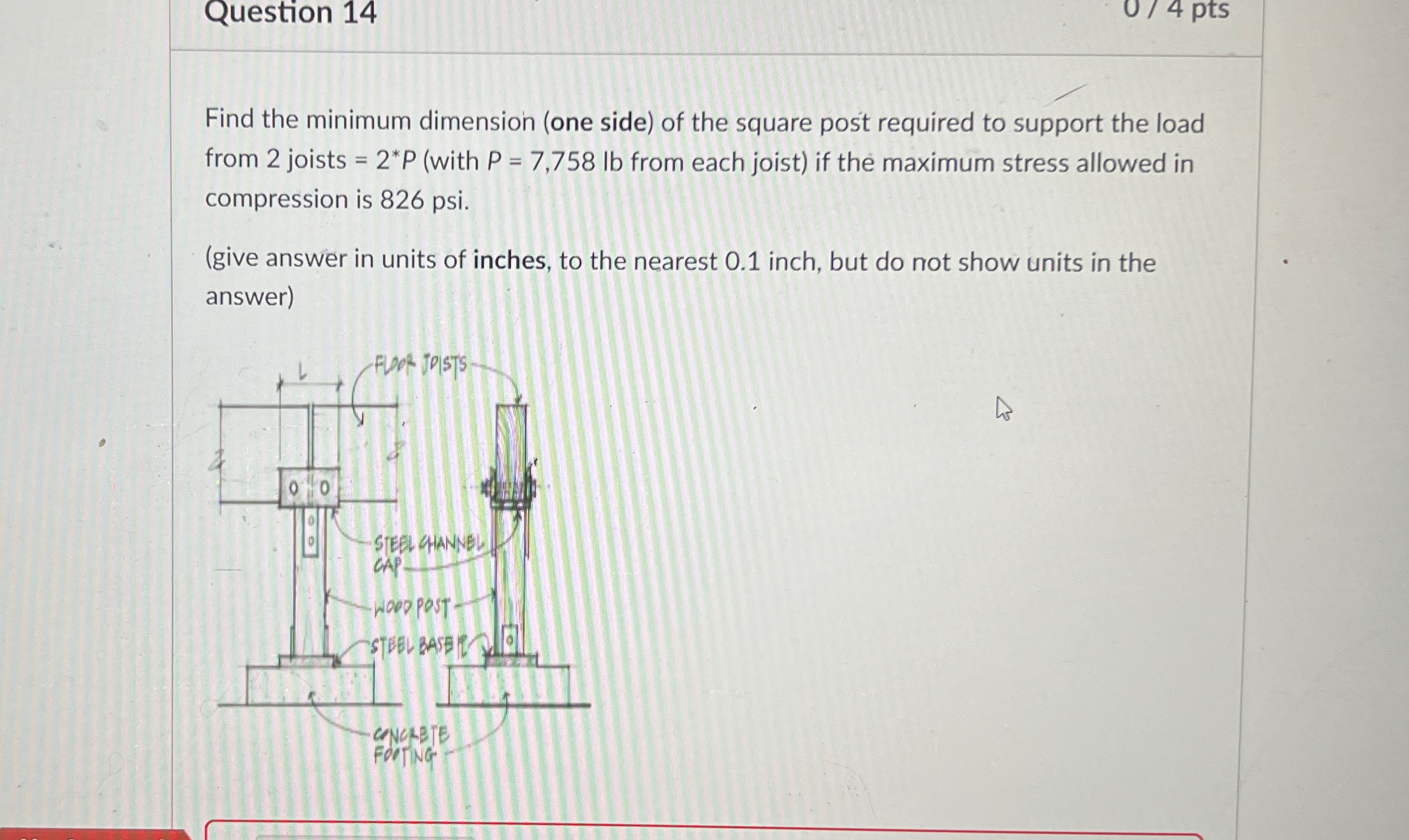 Question 1 4 4 pts Find the minimum dimension (