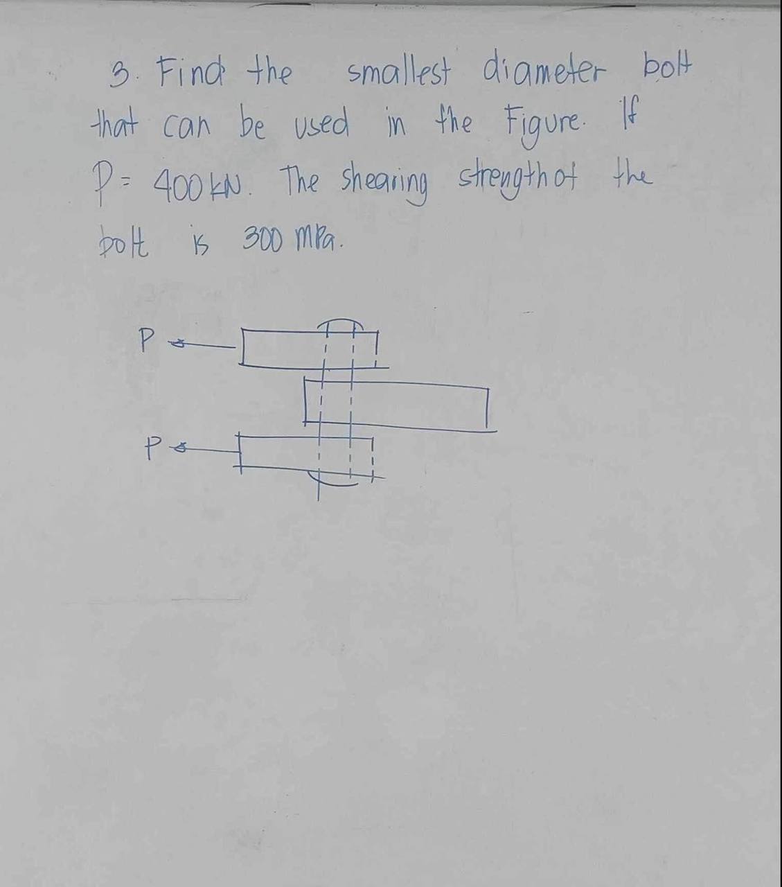 Find the smallest diameter bolt that can be used
