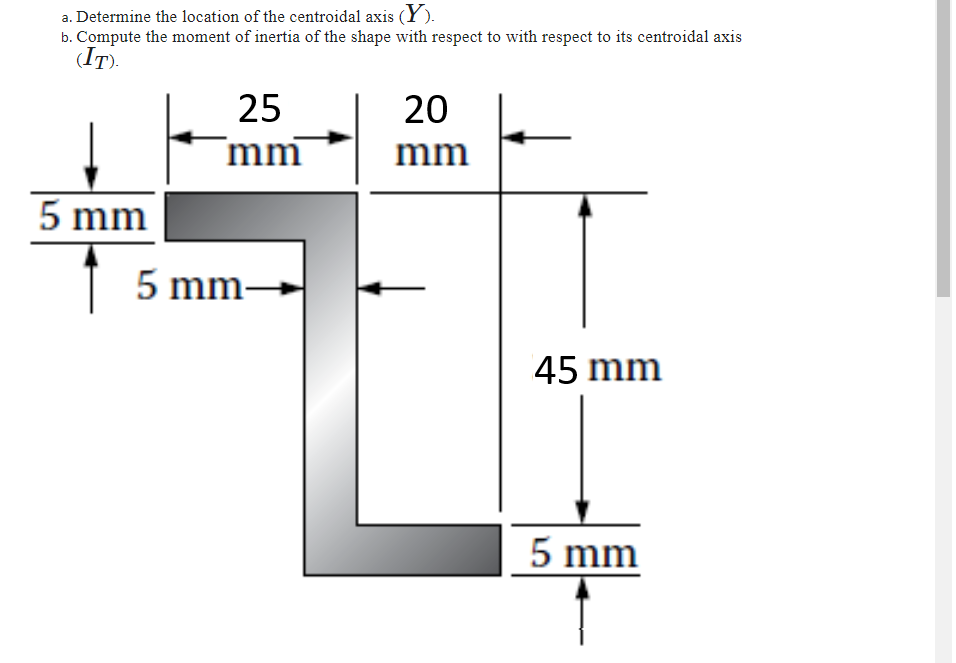 a . Determine the location of the centroidal axis