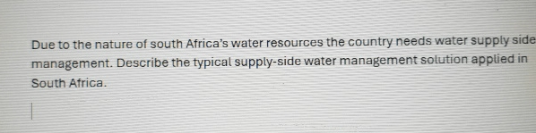 Due to the nature of south Africa's water