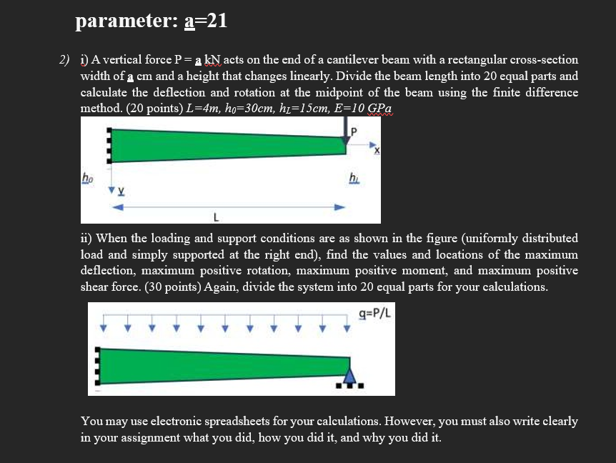 parameter: a = 2 1 i ) A vertical force P = akN