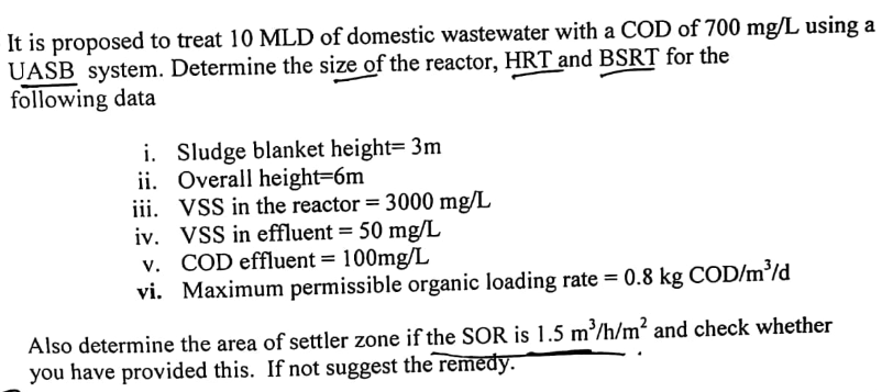 It is proposed to treat 1 0 M L D of domestic