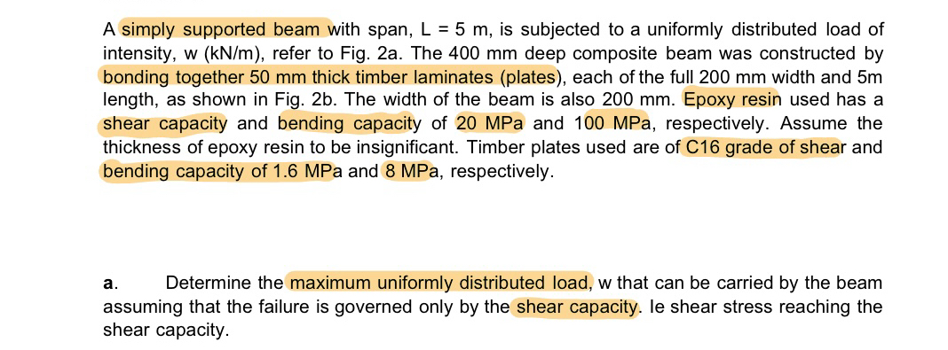 A simply supported beam with span, L = 5 m , is