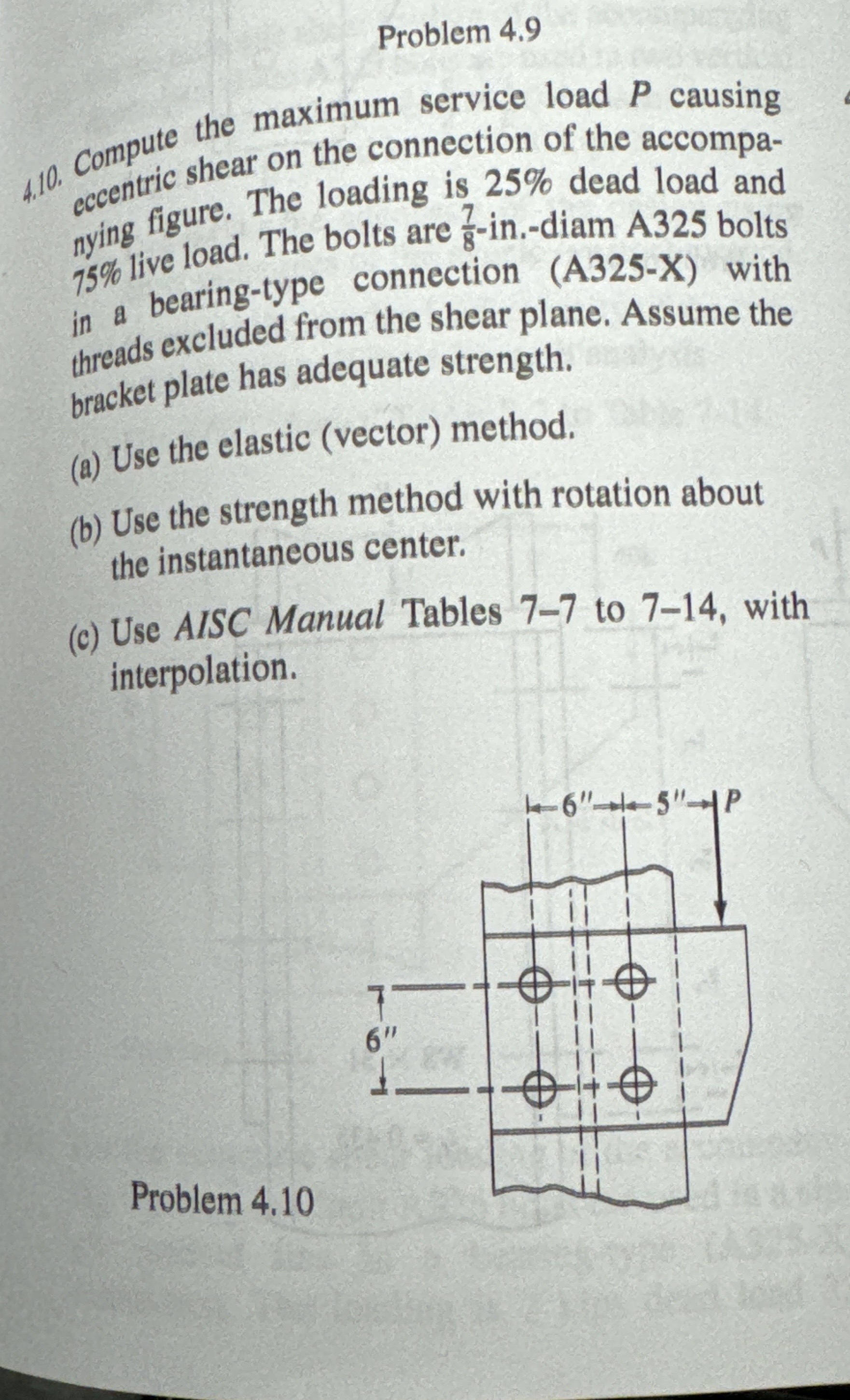 Problem 4 . 9 Compute the maximum service load P