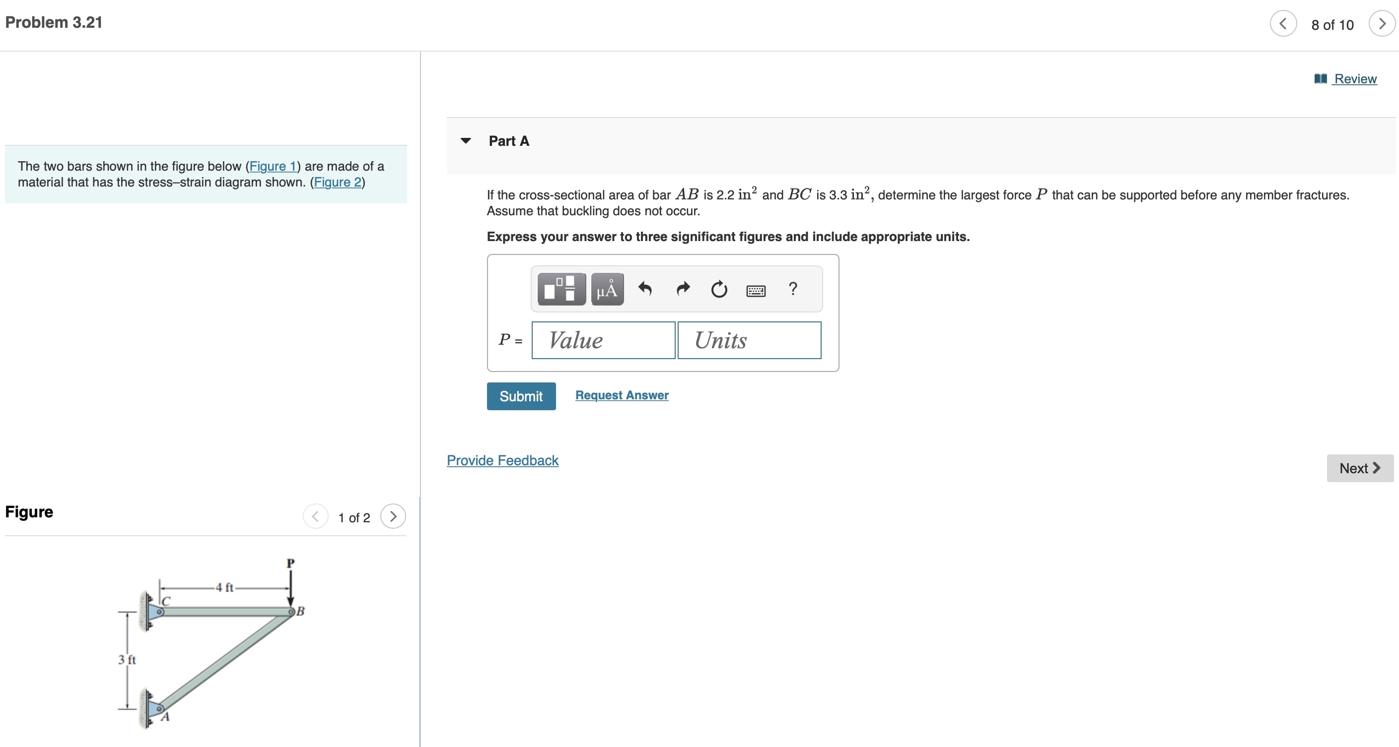 Problem 3 . 2 1 8 of 1 0 Review The two bars