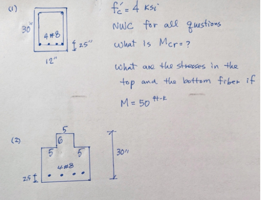 Please slove for # 2 f c ? = 4 ksi NWC for all