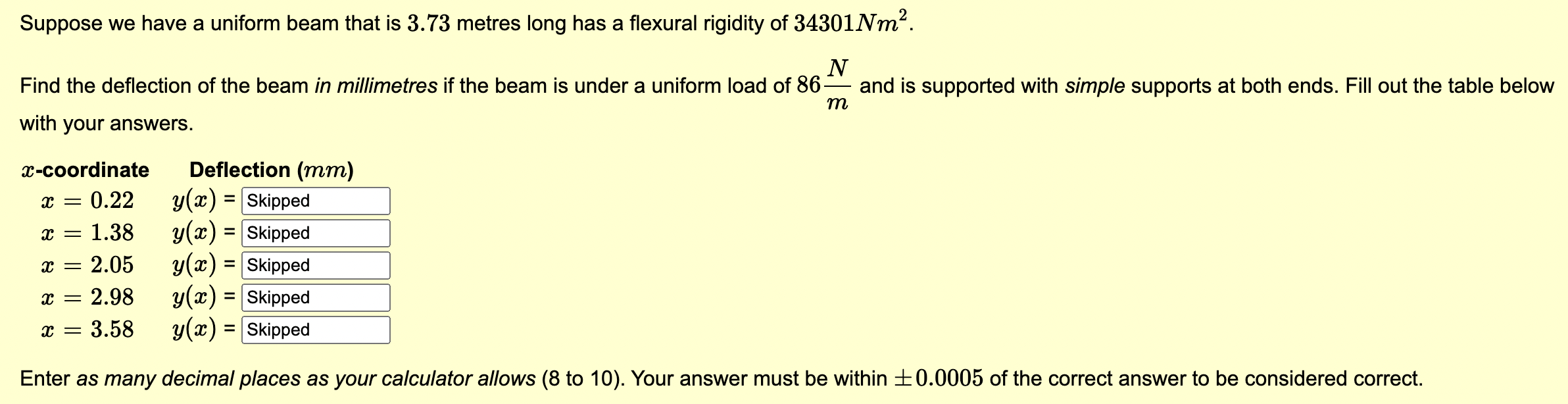 Suppose we have a uniform beam that is 3 . 7 3
