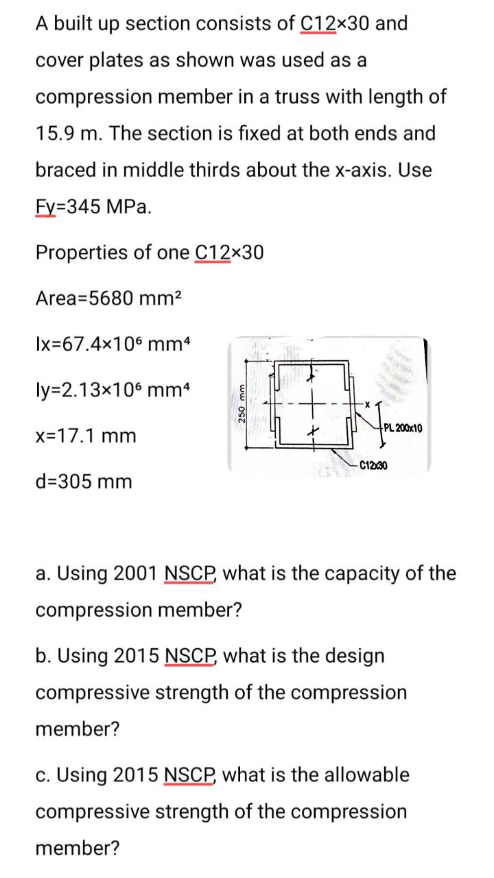 A built up section consists of C 1 2 3 0 and