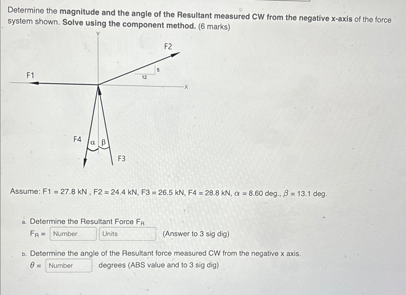Determine the magnitude and the angle of the