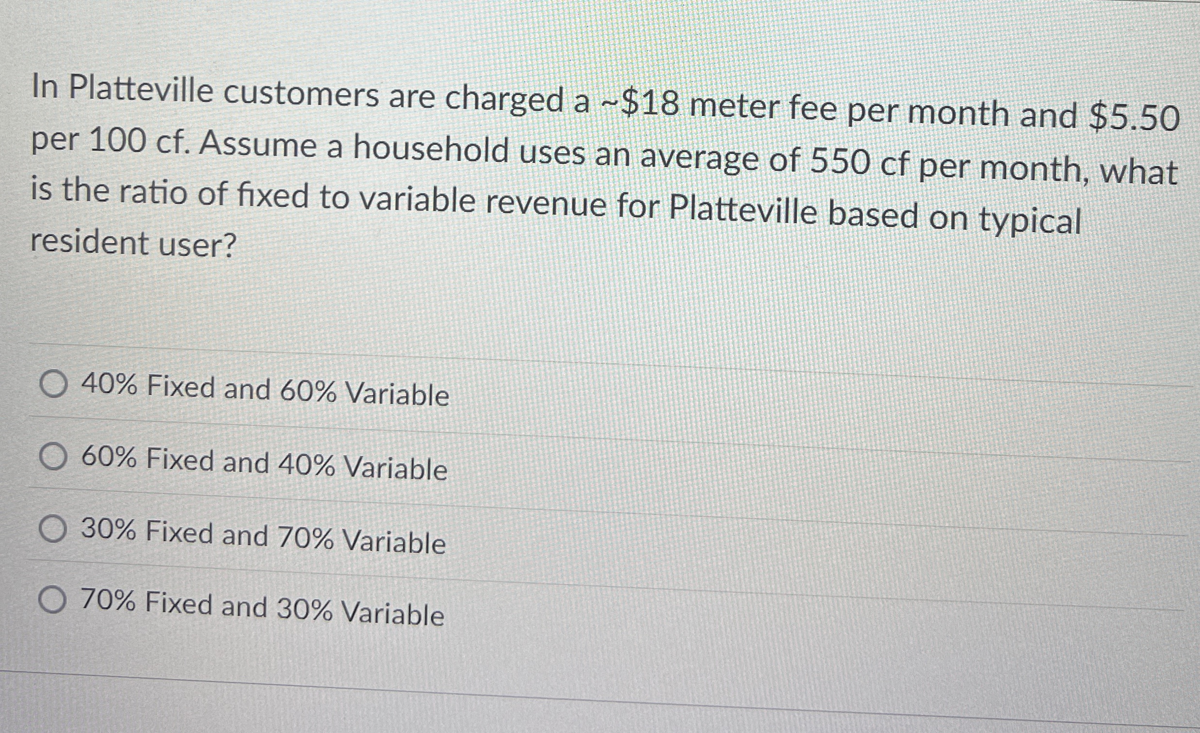 In Platteville customers are charged a $ 1 8