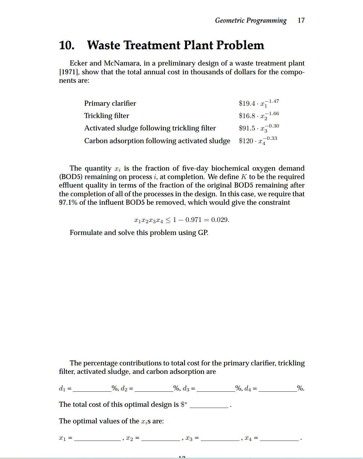 Waste Treatment Plant Problem Ecker and McNamara,