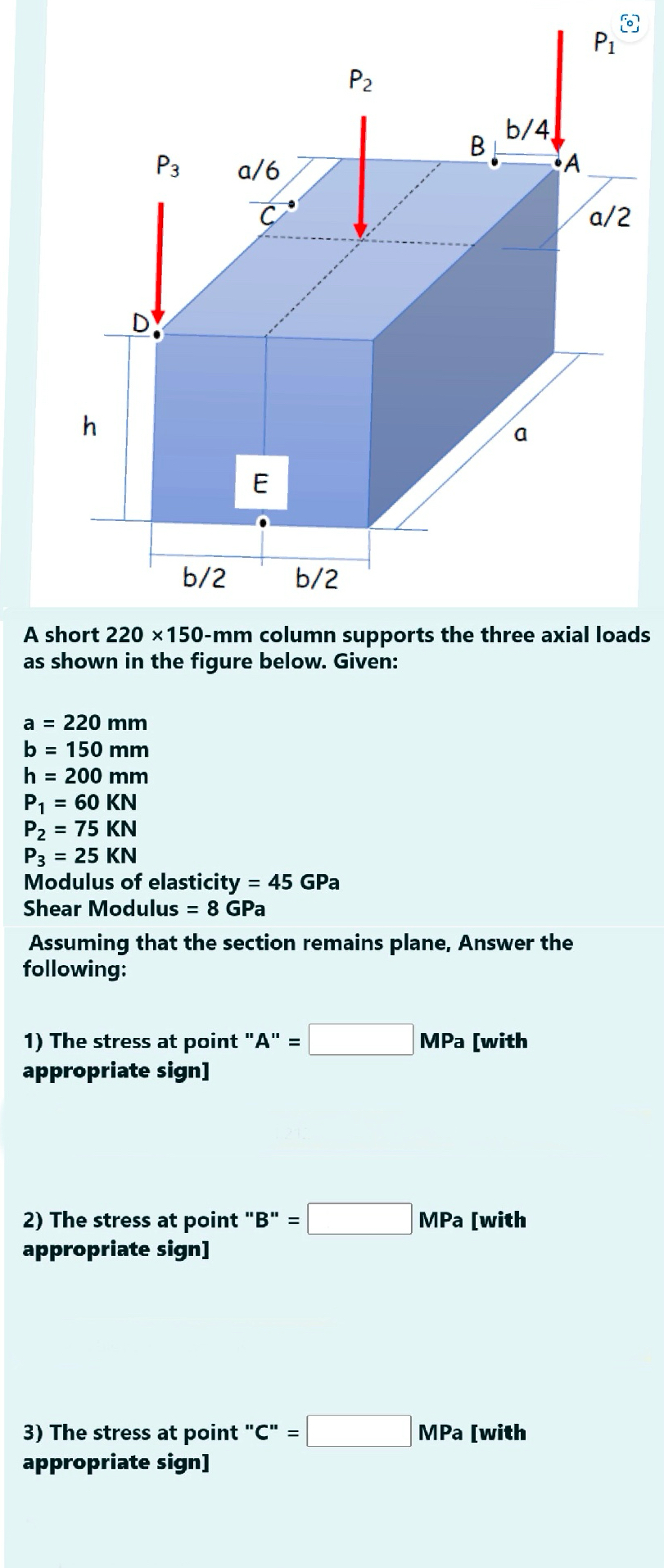 A short 2 2 0 1 5 0 - m m column supports the