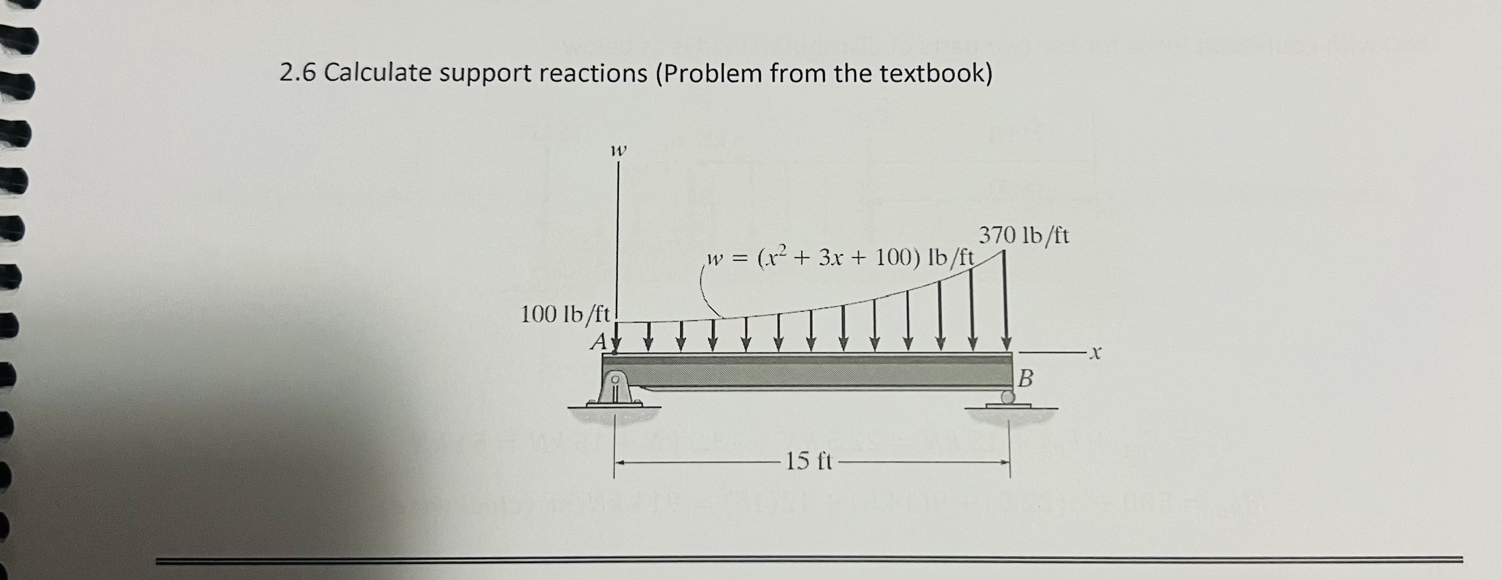 2 . 6 Calculate support reactions ( Problem from