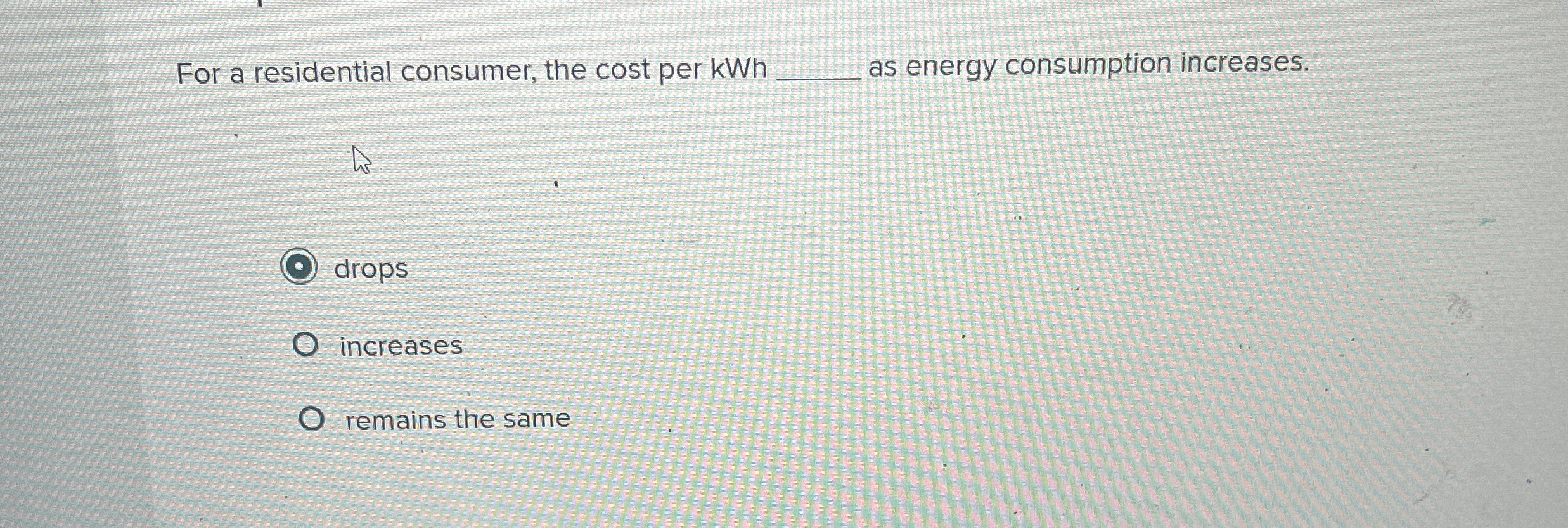 For a residential consumer, the cost per kWh as