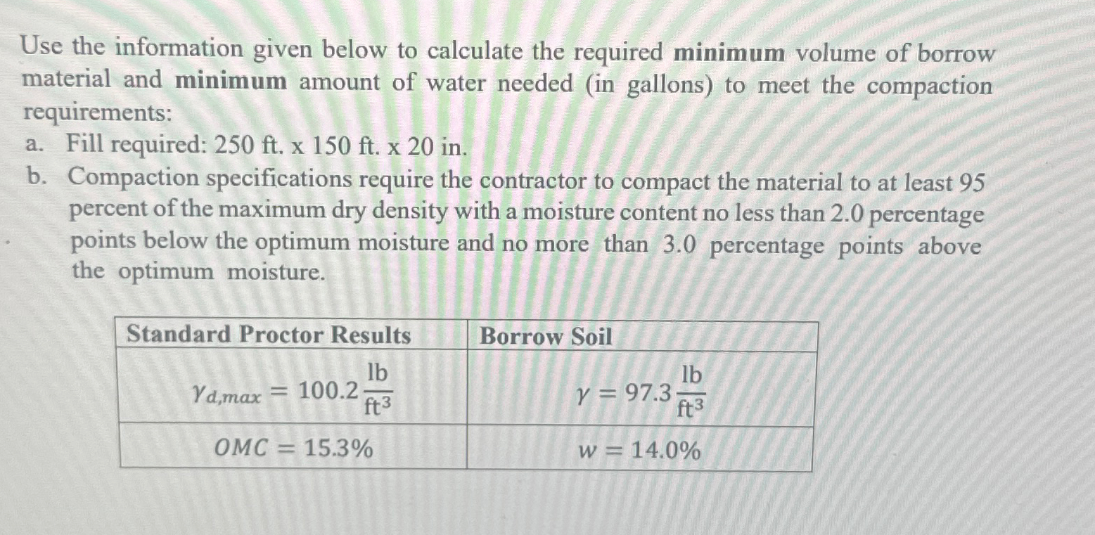 Use the information given below to calculate the