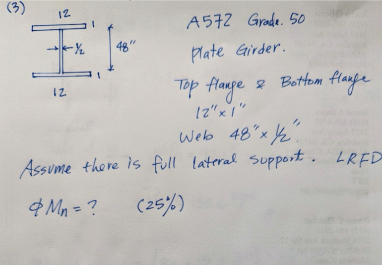 A 5 7 2 Grade. 5 0 Plate Girder. Top flange &