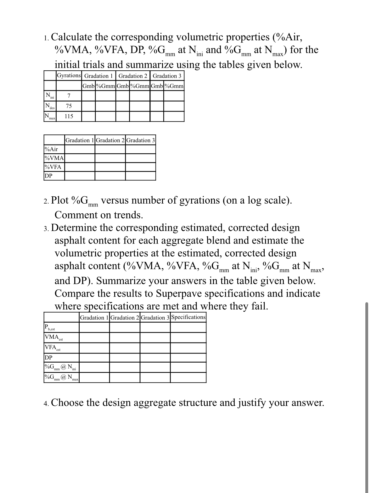 Calculate the corresponding volumetric properties