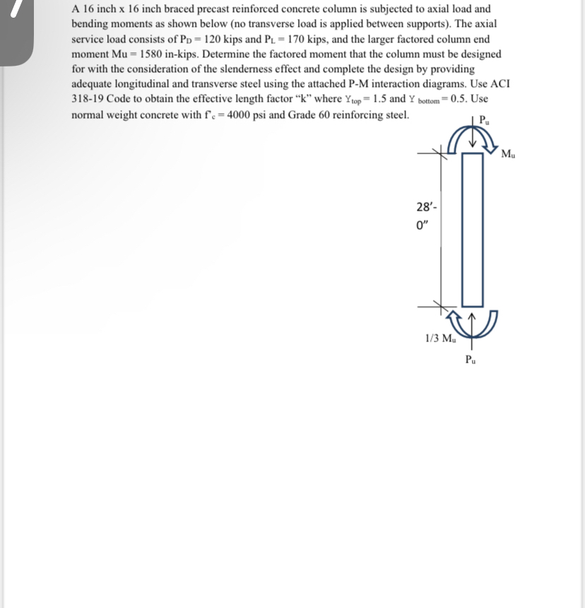 A 1 6 inch x 1 6 inch braced precast reinforced