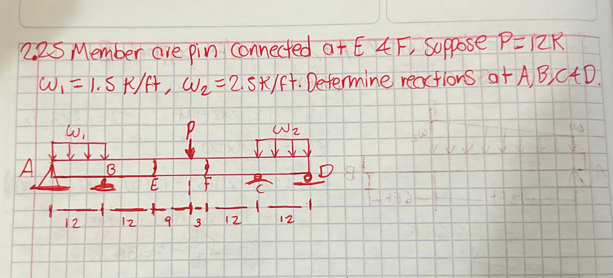 2 . 2 5 Member are pin connected at E 4 F ,