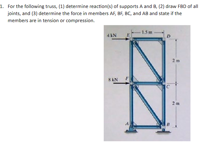 For the following truss, ( 1 ) determine reaction