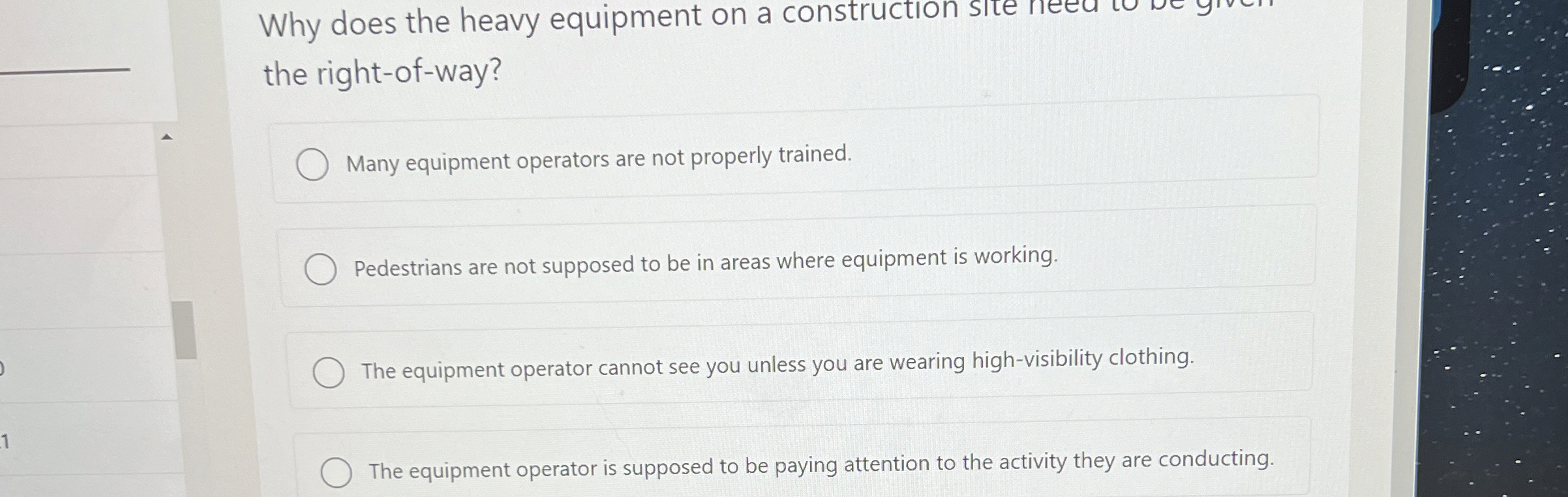 Why does the heavy equipment on a construction