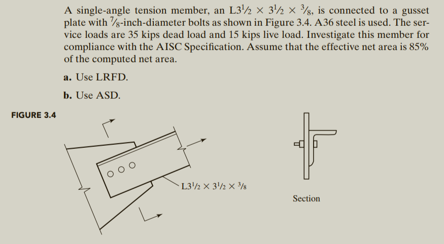 A single - angle tension member, an L 1 1 2 3 1 1
