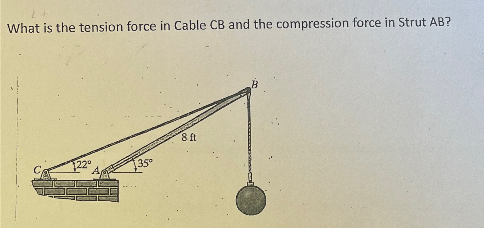 What is the tension force in cable cb and the