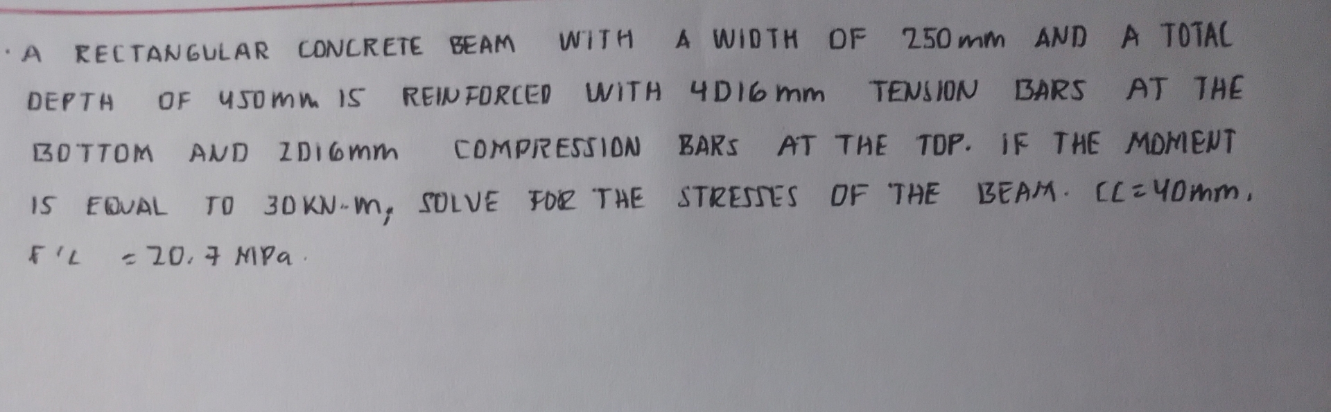 A RECTANGULAR CONCRETE BEAM WITH A WIDTH DF 2 5 0