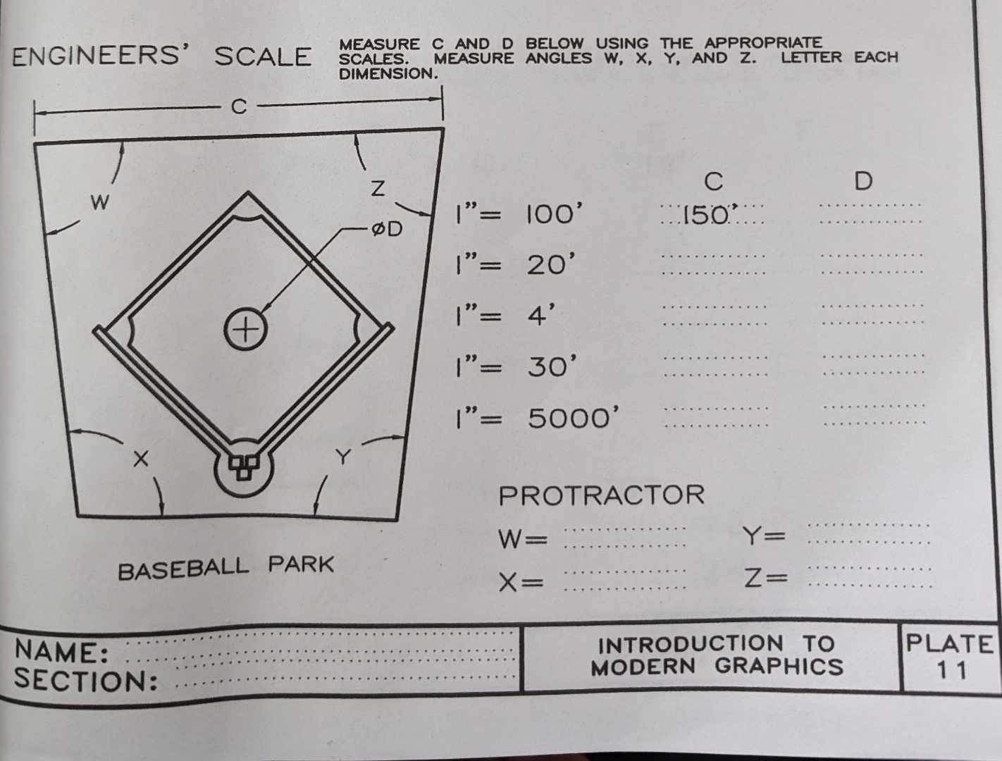 ENGINEERS' SCALE MEASURE C AND D BELOW USING THE