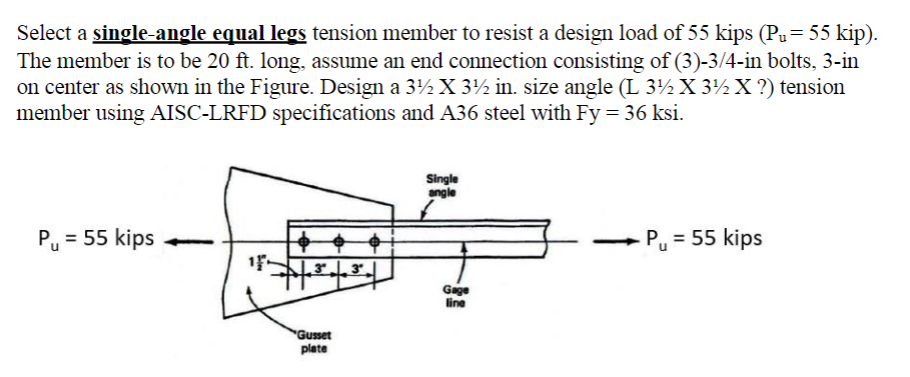 Select a single - angle equal legs tension member