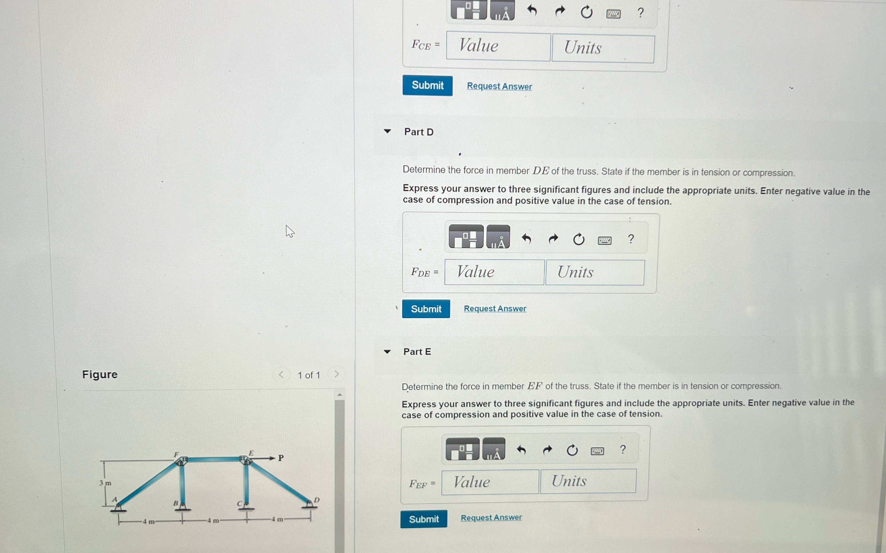P = 9 kN Determine the force in ALL members of