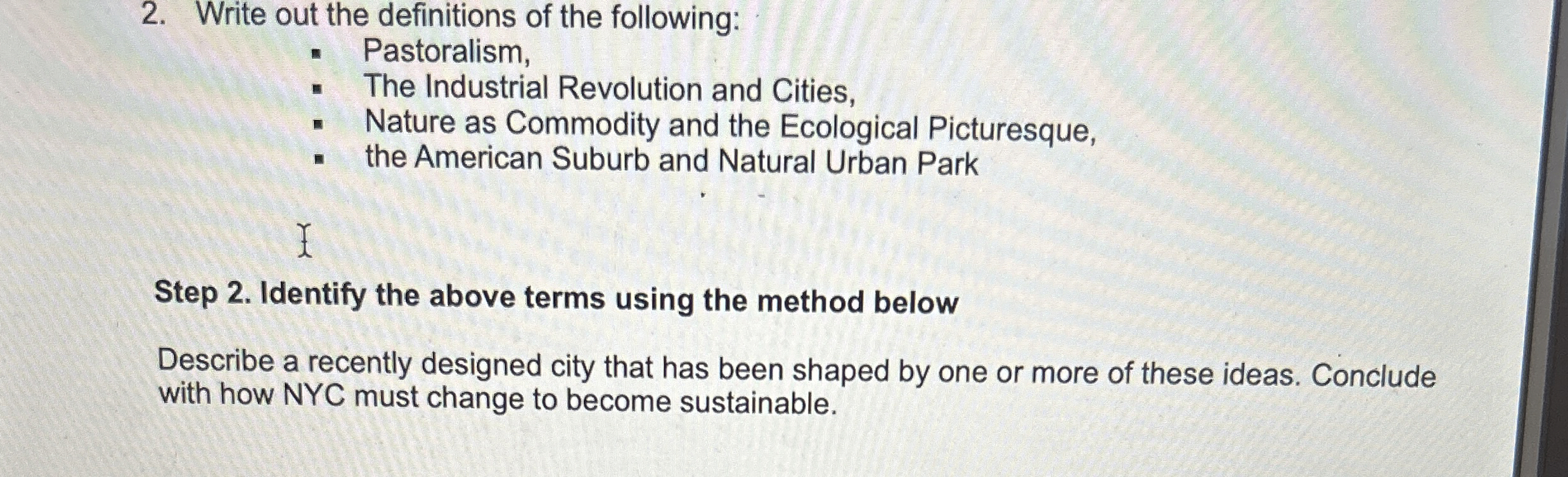 Write out the definitions of the following: