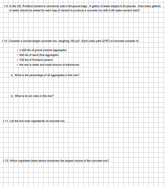 1 . 9 In the US , Portland cement is commonly