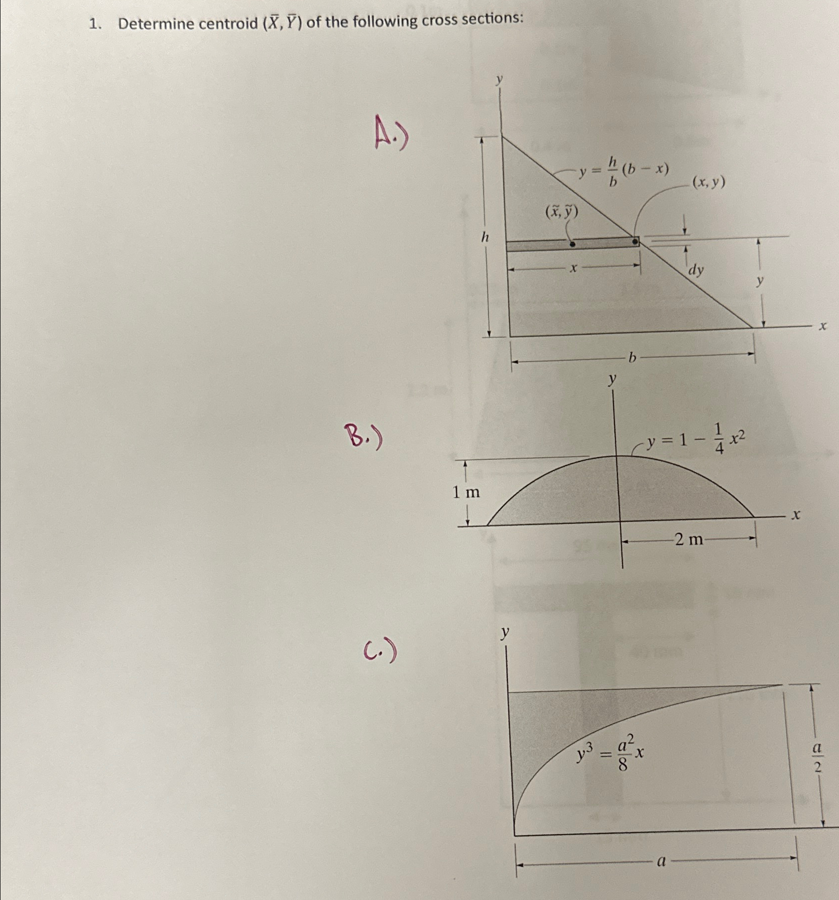 Determine centroid ( x , b a r ( Y ) ) of the