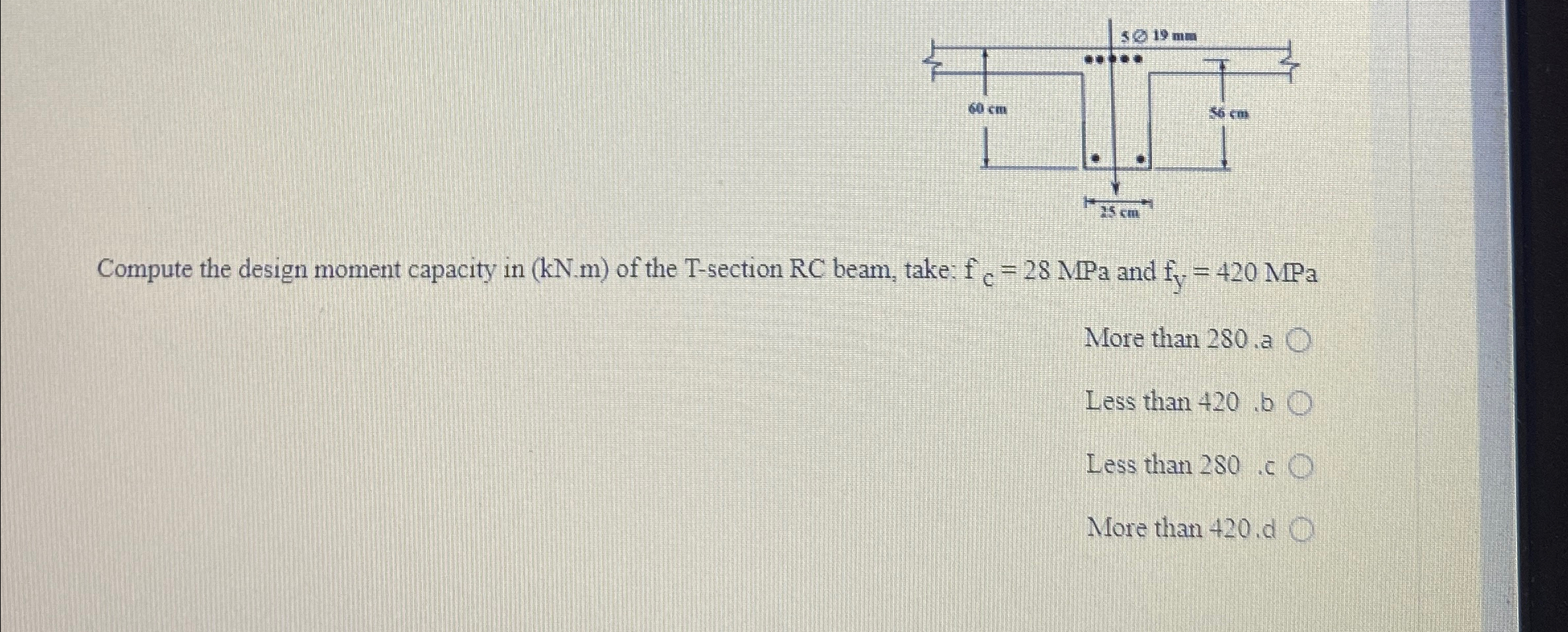 Compute the design moment capacity in ( k N . m )